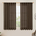LAMIT Semi Sheer Linen Curtains 45 Inches Long, Light Filtering Panels Back Tab by LAMIT