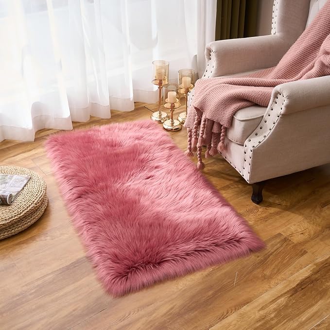 EasyJoy Ultra Soft Fluffy Shaggy Area Rug Faux Fur Rug Chair Cover Seat Pad - Image 4