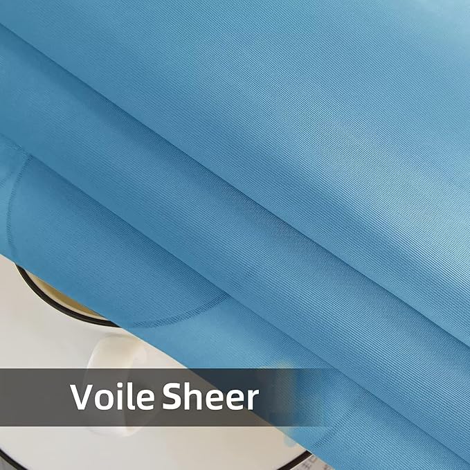 youleyar Solid Sheer Rod Pocket Curtain Voile Draperies 2 Panels White Beige - Image 5