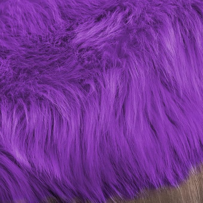 Latepis Small Furry 2x3 Purple Faux Fur Rug Fluffy Rugs Washable Shag - Image 7