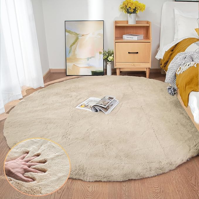 ORINOVA Round Rugs 8ft Shag Washable Fluffy Area Rugs - Image 3