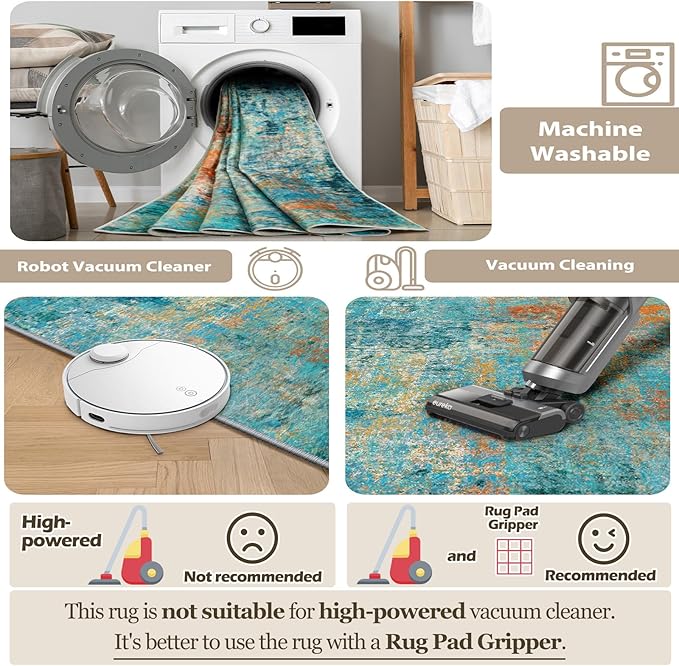 Washable Area Rugs 5'x7' Non-Slip Modern Abstract Soft - Image 5