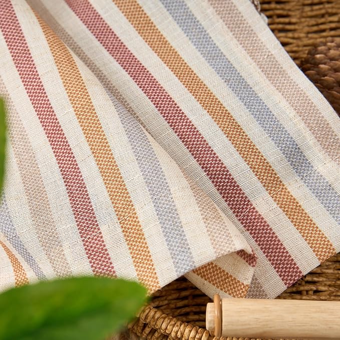 jinchan Valance Curtain Linen Textured Striped Window Curtain - Image 9