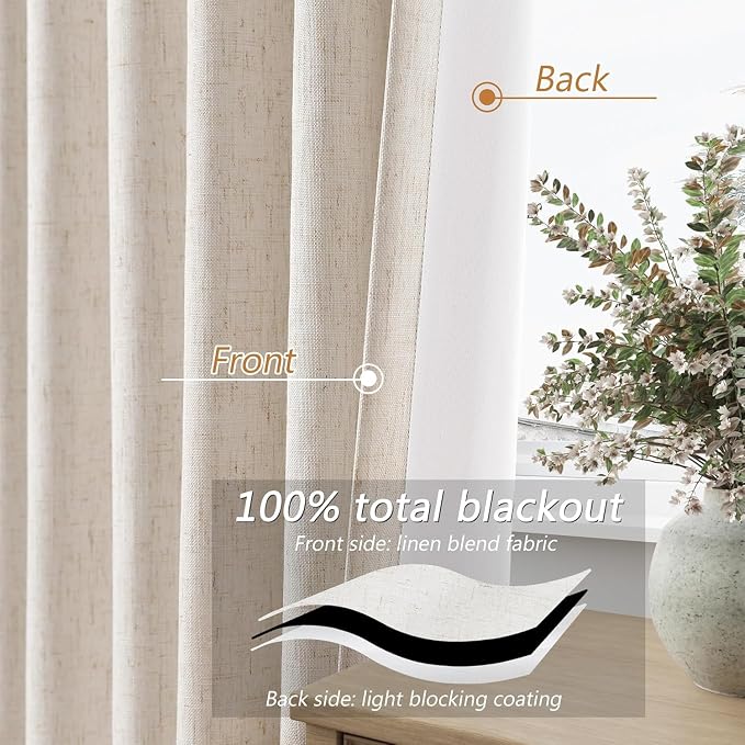 Guken 100% Blackout Curtains 72 Inch Length 2 Panels Set - Image 4