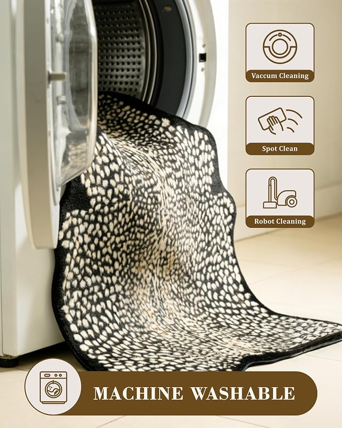 Leopard Print Rug for Living Room, Cheetah Rug 5.2x7 Faux Animal Print Skin - Image 4