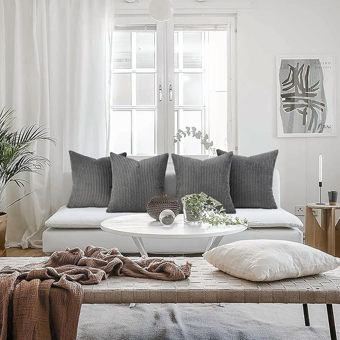 Topfinel Dark Grey Throw Pillow Covers Set of 4, Soft Velvet Modern - Image 3