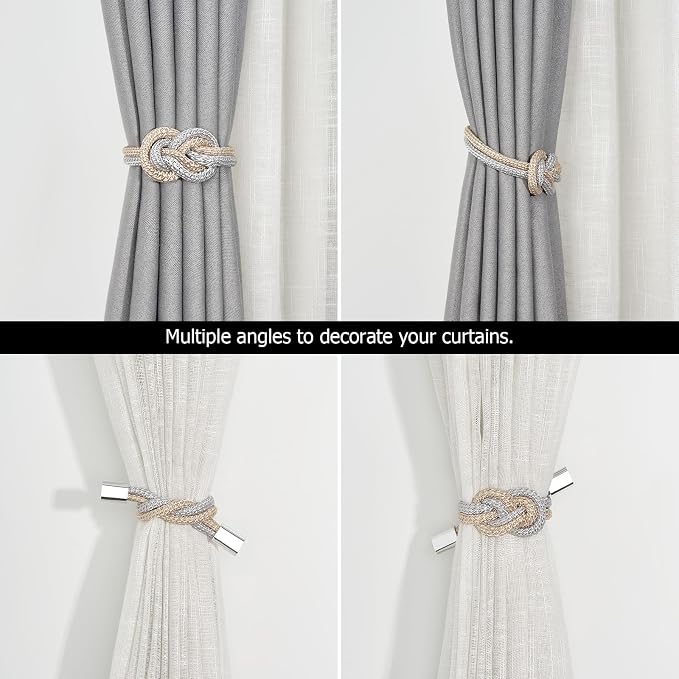 NICEEC 4 Pack Mini Magnetic Curtain Tiebacks Nordic Simple Style Drape Tie - Image 5