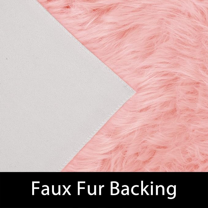 Latepis Pink Bedroom Rug 4x6 Area Faux Sheepskin Rug Fluffy Fur Rugs - Image 3