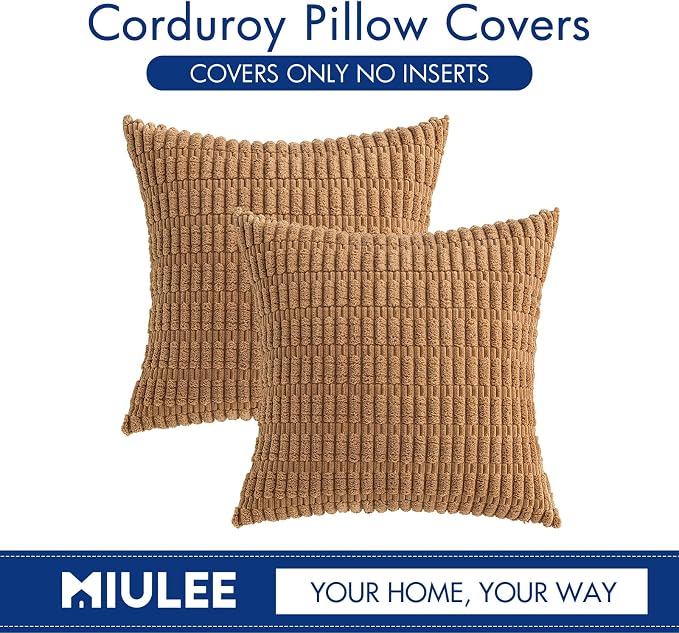 MIULEE Pack of 2 Corduroy Decorative Throw Pillow Covers 18x18 Inch Soft Boho - Image 6