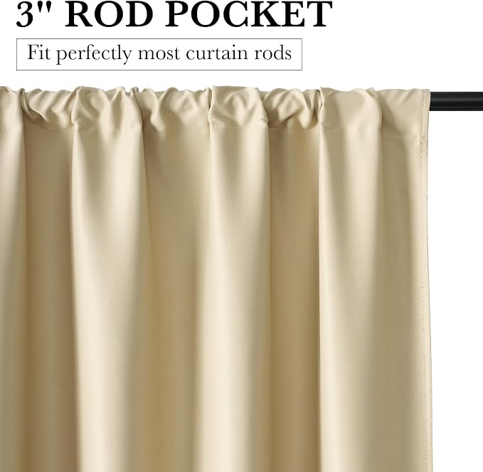 RYB HOME Bedroom Blackout Curtains 63 inches Long, 100% Blackout Thermal - Image 2