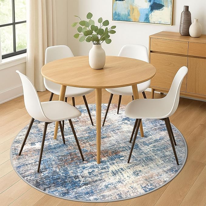 IOHOUZE Abstract Round Area Rug 6 Ft Washable Circle Rugs Large Round Rug Non - Image 2