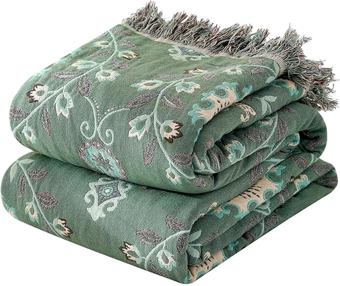 MSGKV Boho Throw Blanket for Couch Bed 60''x80'', 100% Cotton Blankets Woven by MSGKVHomeTextiles