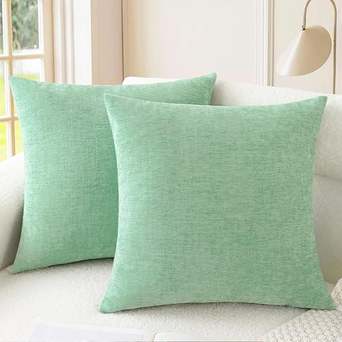 CaliTime Throw Pillow Covers Decorative 22 X 22 Inches Pack of 2 Cozy Chenille by CaliTime