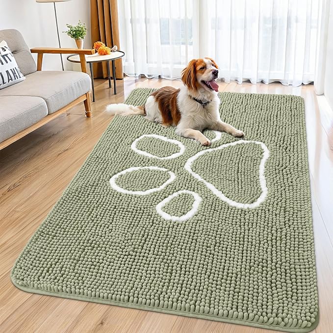 Smiry Dog Door Mat for Muddy Paws, Absorbent Dirt Trapper Non Slip Quick Dry by Smiry