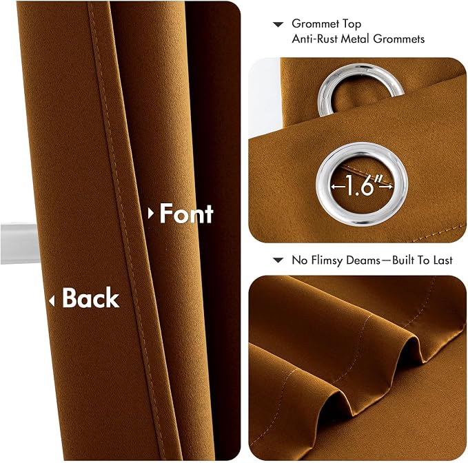 MIULEE Blackout Curtains for Bedroom 2 Panels 40 x 72 Inch Long Gold Brown | - Image 4