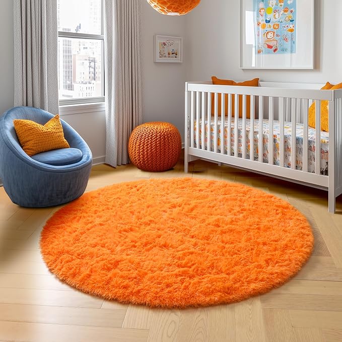 Amdrebio Orange Circle Round Rug 6Ft - Image 8