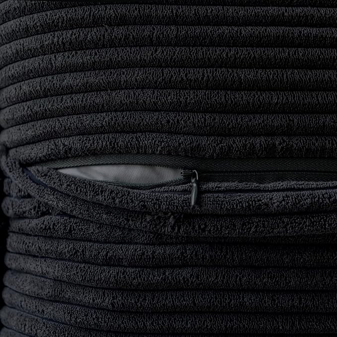 MIULEE Black Corduroy Decorative Euro Sham Pillow Covers 24x24 Inch - Image 3