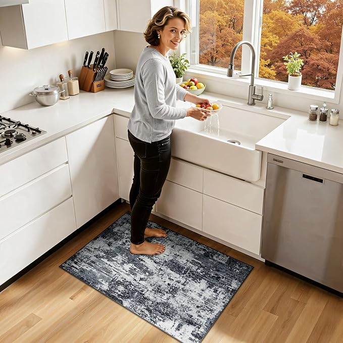 Washable Area Rugs 2'x3' Non-Slip Modern Abstract Soft - Image 2