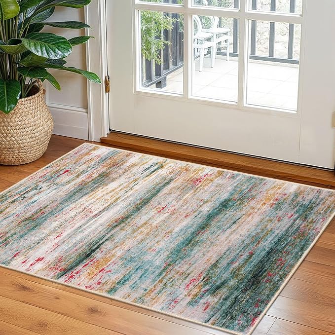 KOZYFLY Modern Abstract Small Area Rugs, 2x3 Washable Kitchen Rug Non-Slip Soft by KOZYFLY
