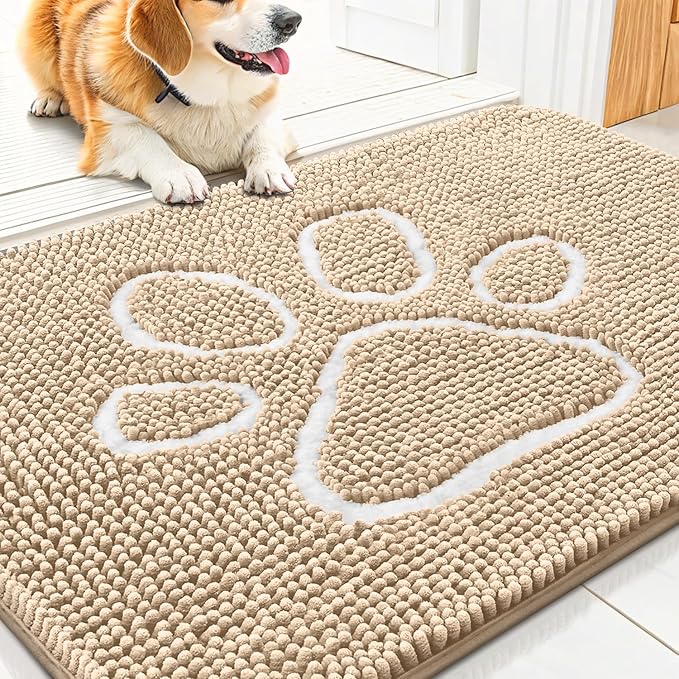 Smiry Dog Door Mat for Muddy Paws, Absorbent Dirt Trapper Non Slip Quick Dry by Smiry