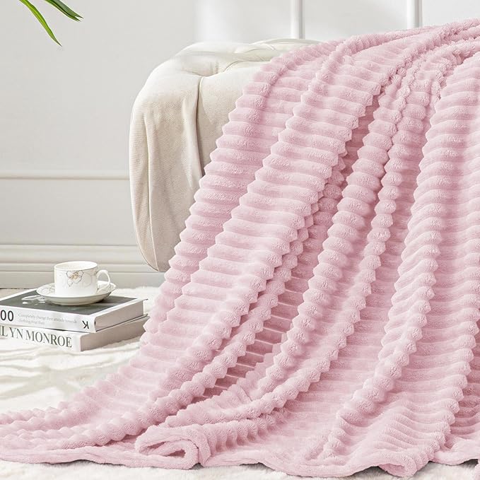 BEDELITE Fleece Throw Blanket for Couch – 3D Ribbed Jacquard Soft and Warm by BEDELITE