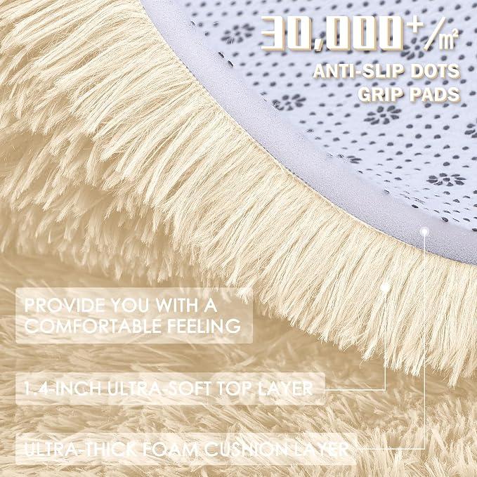 OLANLY 2x3 Machine Washable Small Bedside Rug, Soft Fluffy Shaggy Entryway - Image 7