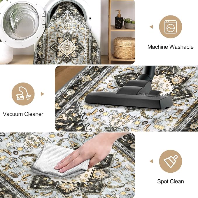 Yamaziot Washable Runner Rug, 2x8 Non-Slip Boho Vintage Hallway Rug Runner - Image 5