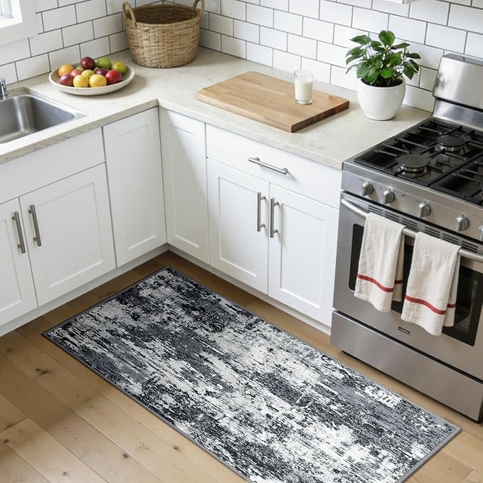 Washable Area Rugs 2'x5' Non-Slip Modern Abstract Soft - Image 2