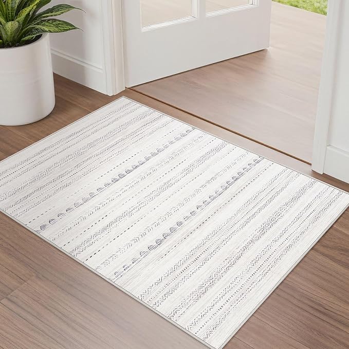 Nakagishi 2X3 Rug Washable Area Rug: Small Soft Boho Farmhouse Neutral Moroccan by NakagishiAreaRug