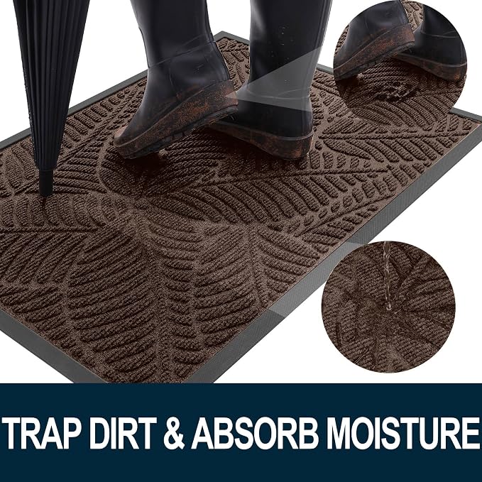 Colorxy Waterproof Doormat, Sturdy Natural Rubber Front Door Mats, Non Slip Low - Image 2
