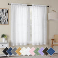 Simplebrand Semi Sheer White Curtains 63 Inch Length 2 Panels, Light Filtering by Simplebrand