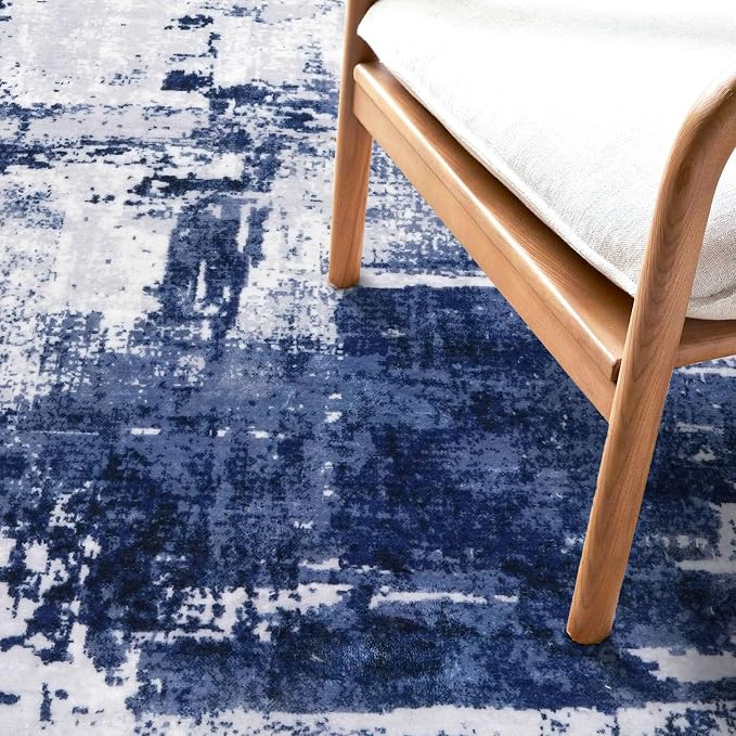 KOZYFLY Modern Abstract Runner Rug 2x6 Navy Blue Runners - Image 7