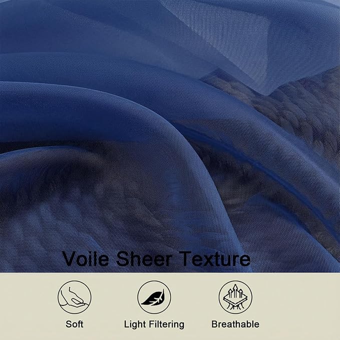 Sheer Curtains 63 Inch Length 2 Panels Set - Image 3