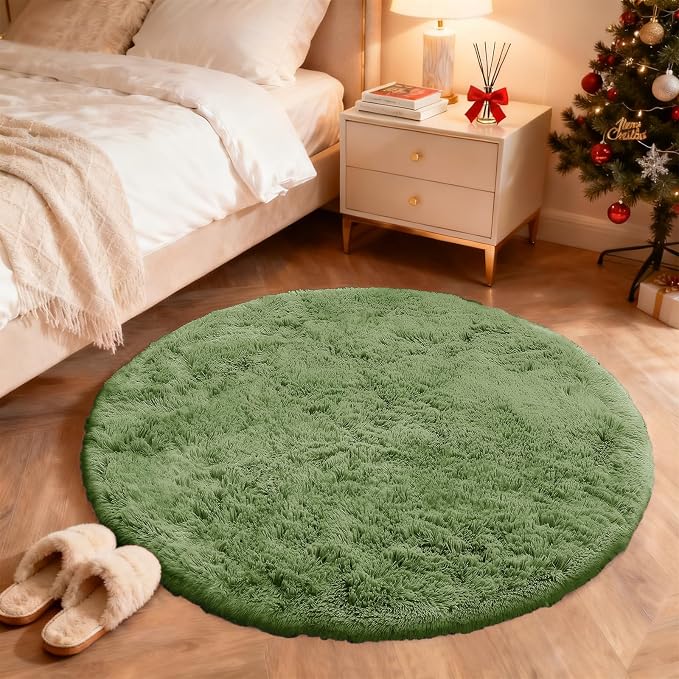 OLANLY Green Round Rugs for Bedroom - Image 3