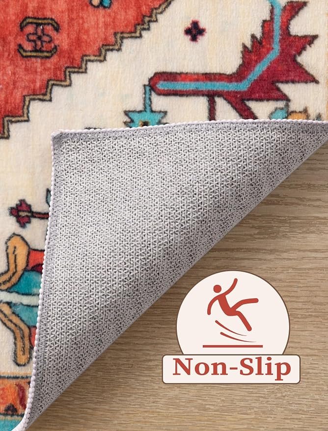 SERISSA Boho Washable Runner Rug, 2x6 Rug Runner Non-Slip Vintage Orange - Image 3