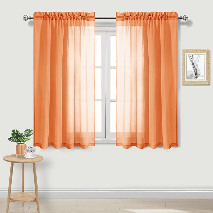 DWCN Sheer Curtains 54 inch Length 2 Panels Set, W52 x L54 by DWCN