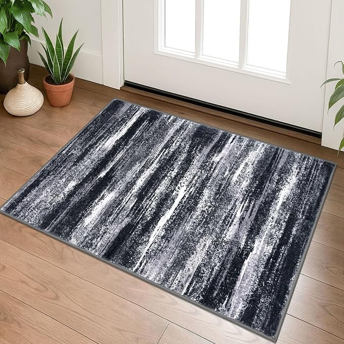 Lansny Modern Abstract Entryway Rug Indoor 2x3 Washable Rug Non-Slip Soft Small by lansny