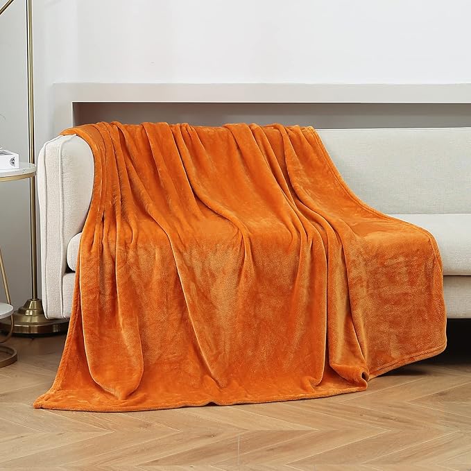 JIAHANNHA Orange Throw Blanket Fleece Blanket 60"x80", Super Soft Cozy Plush by JIAHANNHA
