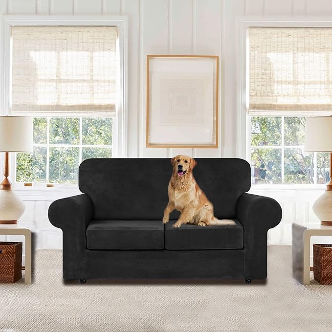 WEERRW Velvet Couch Covers for 2 Cushion Couch Sofa - Image 2
