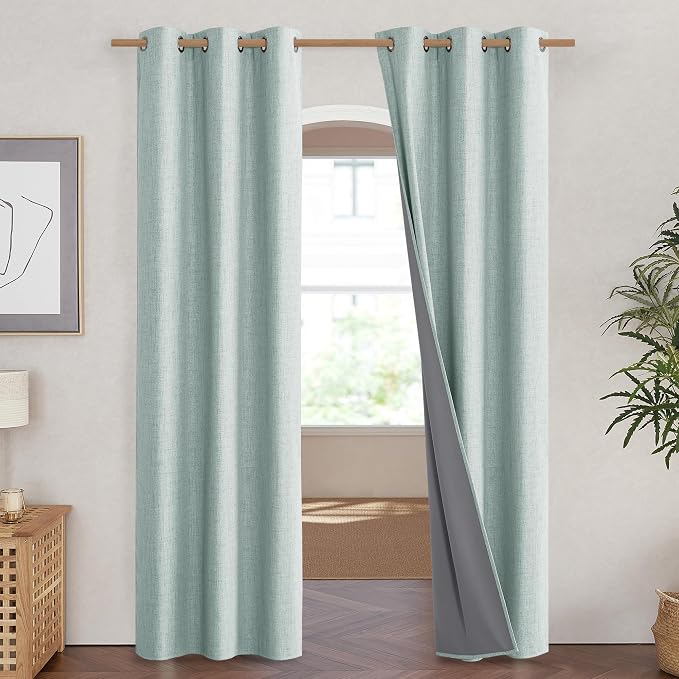 NICETOWN 100% Absolutely Blackout Linen Curtains - Image 2