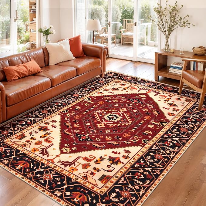 SERISSA Area Rug 3x5 Boho Rugs for Bedroom, Washable Non-Slip Living Room Rug - Image 3
