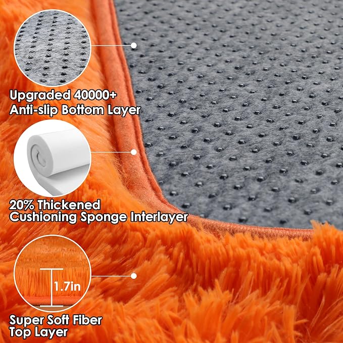 ONASAR Orange Area Rugs for Bedroom Living Room, Fluffy 4x6 Indoor Bedside - Image 3