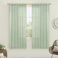 LAMIT Fresh Green Linen Boho Curtains 68 inch Length 2 Panels, Light Filtering by LAMIT