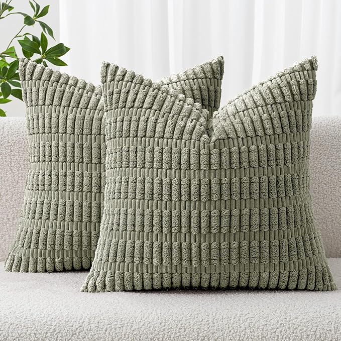 MIULEE Pack of 2 Corduroy Decorative Throw Pillow Covers 20x20 Inch Soft Boho by MIULEE