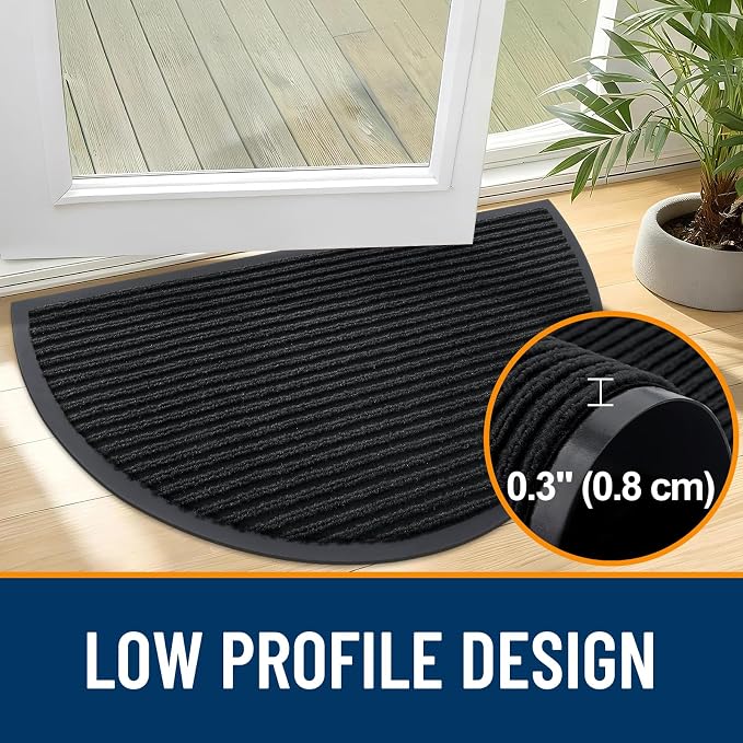OLANLY Half Circle Front Door Mat 47x32, Waterproof Heavy-Duty Doormat | Black - Image 4