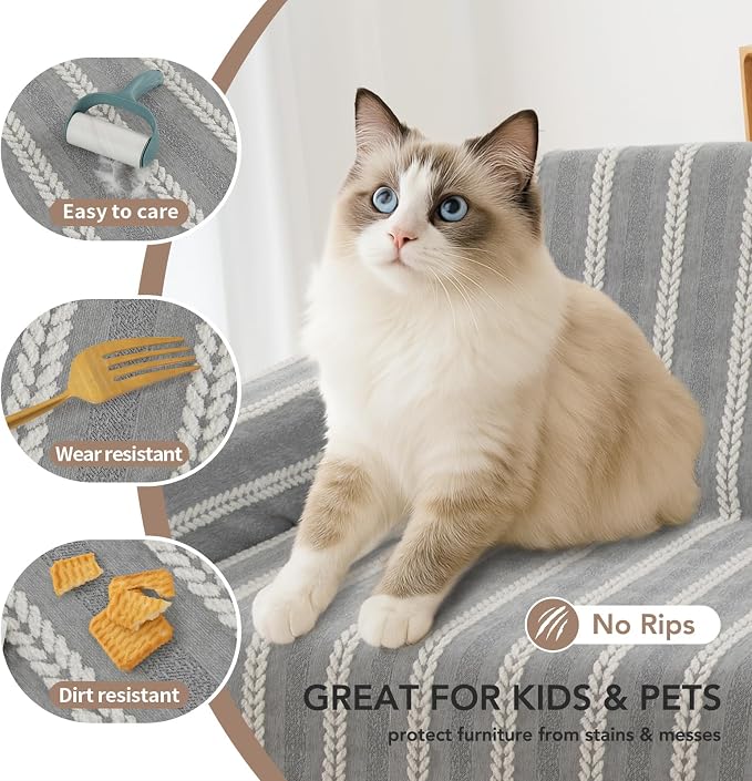Boho Sofa Covers for 2 Cushion Couch, Couch Cover for Dogs, Loveseat Cover Soft - Image 3