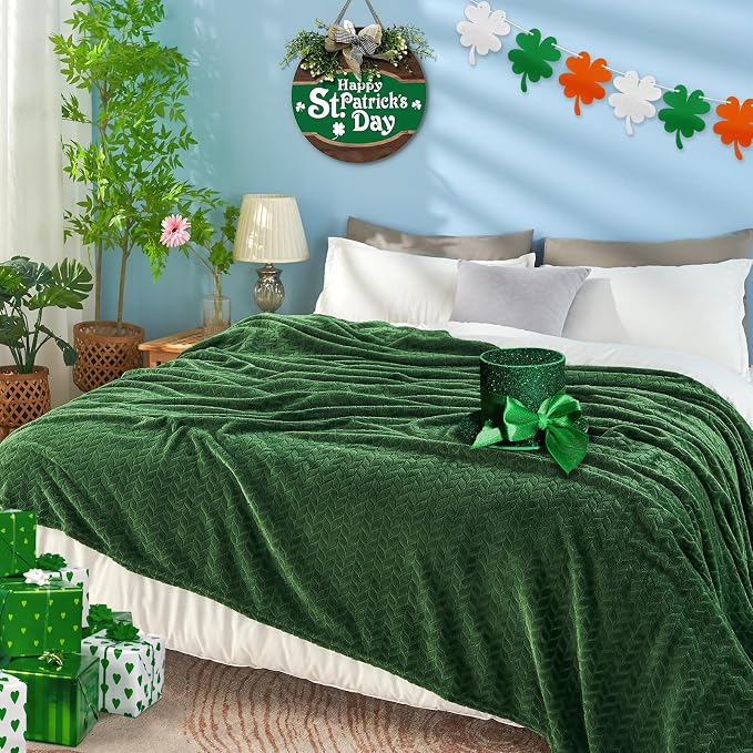 inhand Fleece Twin Blanket for Bed Green Throw Blanket for Couch Super Soft - Image 4