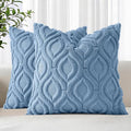 decorUhome Throw Pillow Covers 24x24 Inch Set of 2, Soft Plush Faux Wool Blue by decorUhome