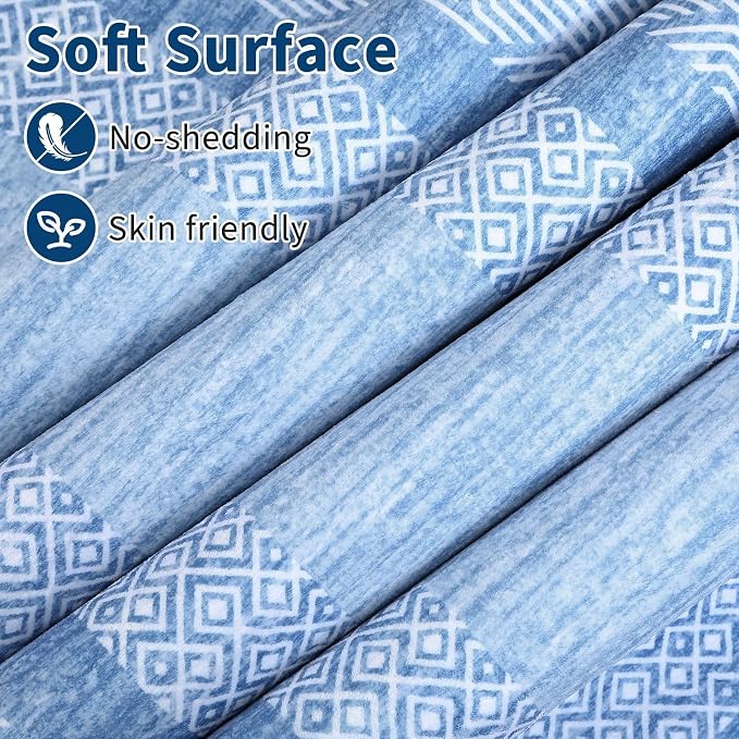 GarveeHome 9x12 Large Modern Light Blue Area Rug Distressed Bordered Soft Non - Image 4