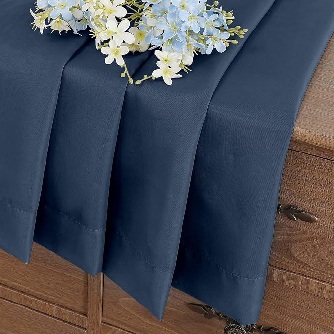 Navy Blue Window Sheer Curtains 45 Inches Length, Voile Short Curtains - Image 8
